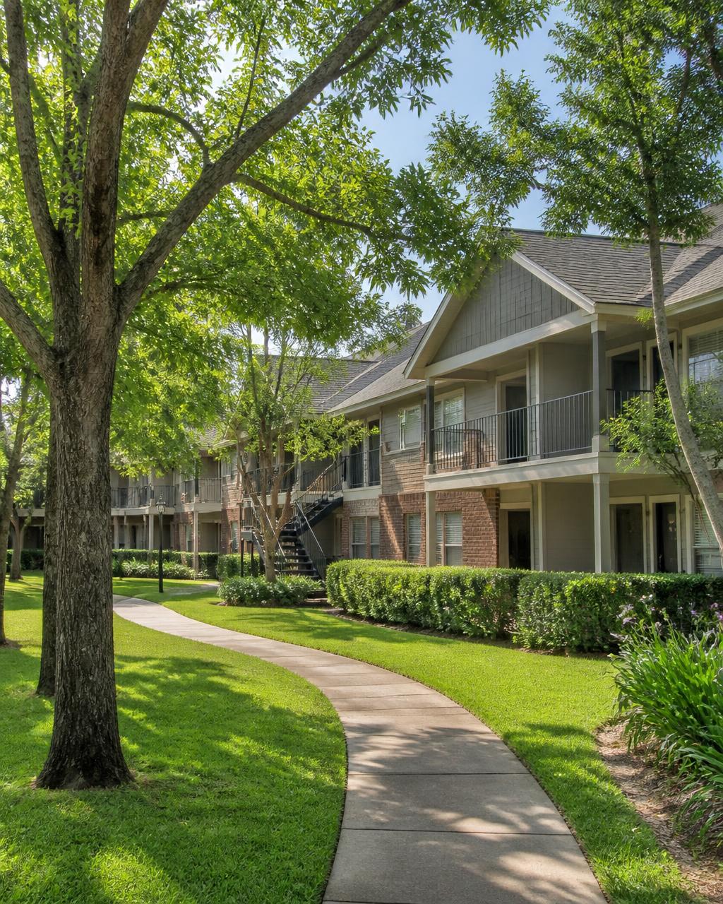 Garden-style apartment community exterior
